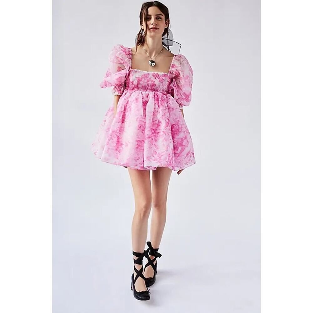 Selkie Lace Puff Dress in Babydoll Toile XXS - Picture 4 of 9
